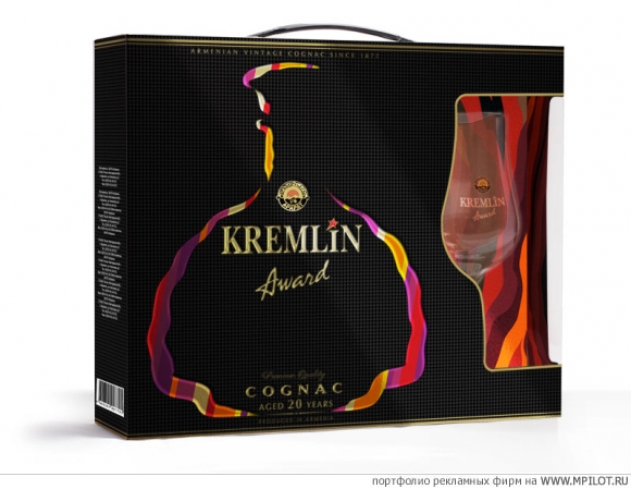 Концепция дизайна упаковки для коньяка KREMLIN.  Образец портфолио - Упаковка. Студия брендинга ЭЛЬ - Москва